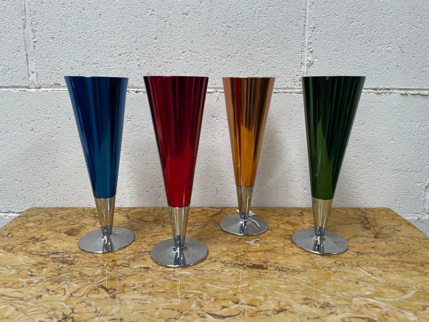 Boxed Set Of Four Anodized Retro Champagne Glasses