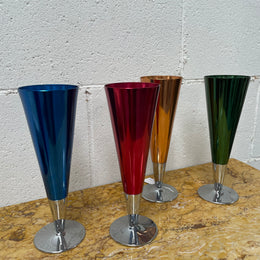 Boxed Set Of Four Anodized Retro Champagne Glasses