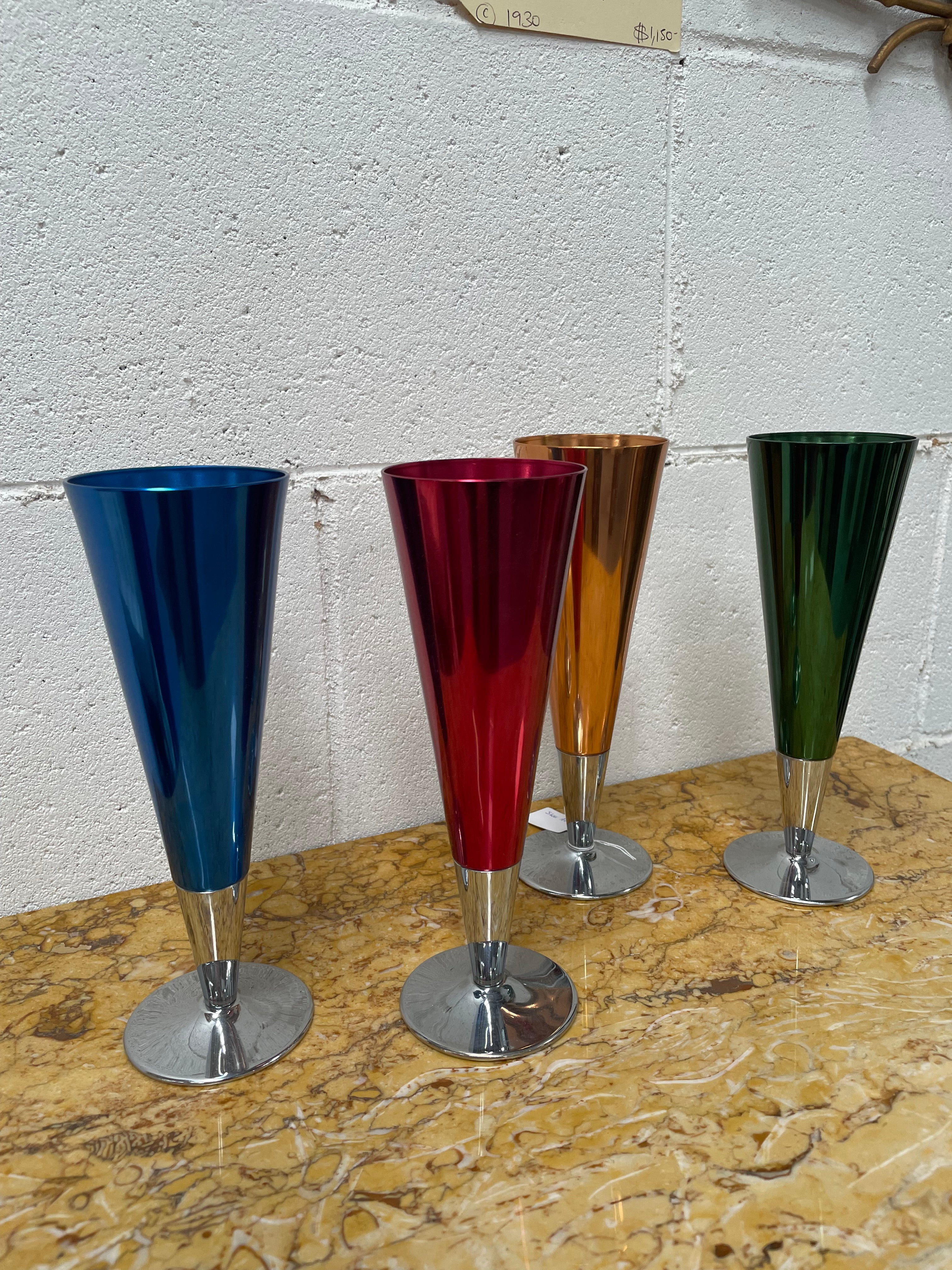 Boxed Set Of Four Anodized Retro Champagne Glasses | Antique & Vintage | Moonee Ponds Antiques | Australia Wide Delivery