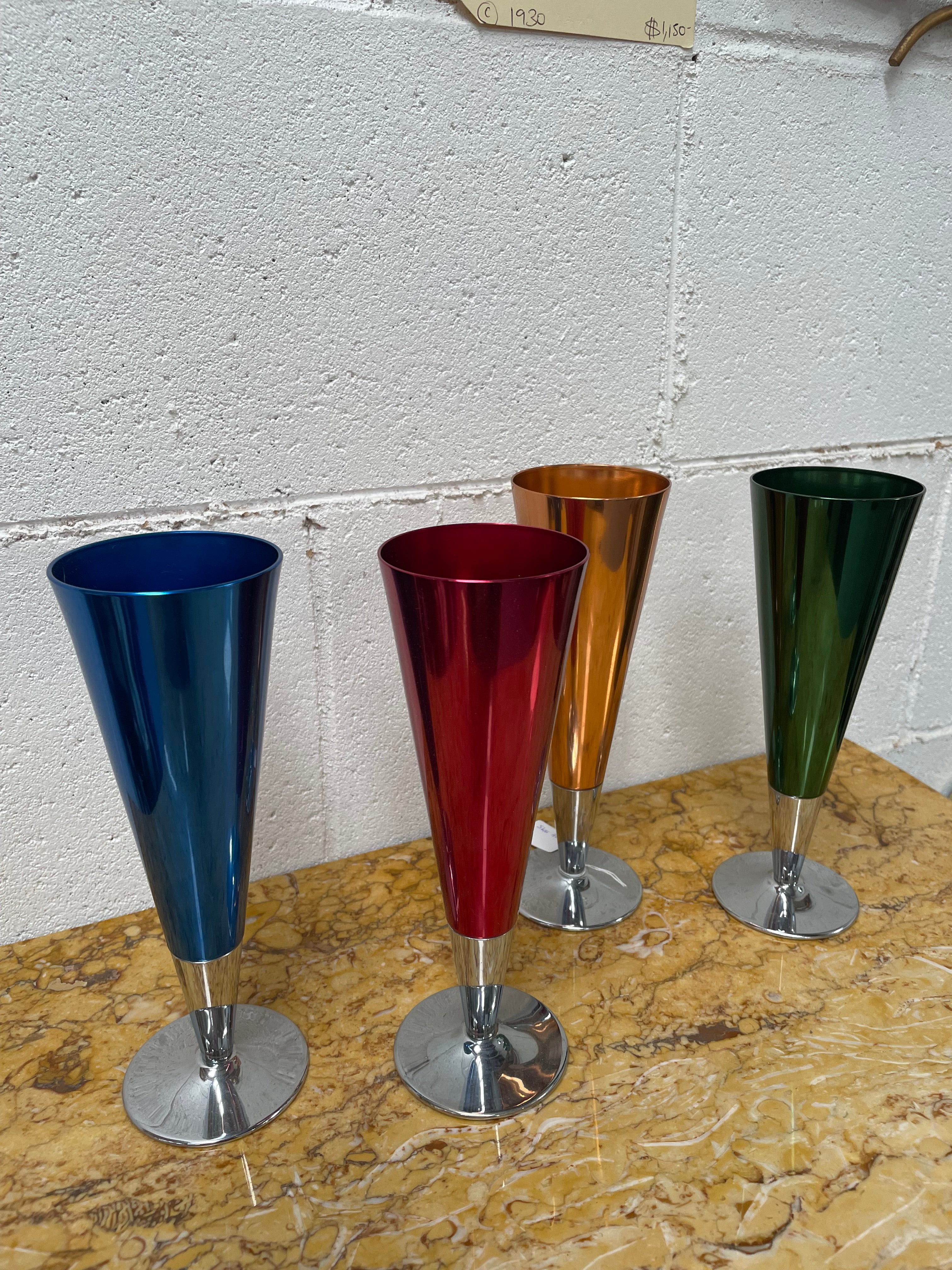 Boxed Set Of Four Anodized Retro Champagne Glasses | Antique & Vintage | Moonee Ponds Antiques | Australia Wide Delivery