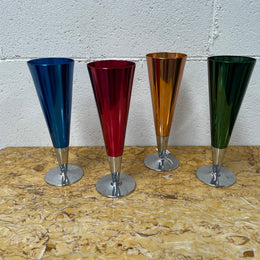 Boxed Set Of Four Anodized Retro Champagne Glasses