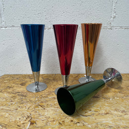 Boxed Set Of Four Anodized Retro Champagne Glasses