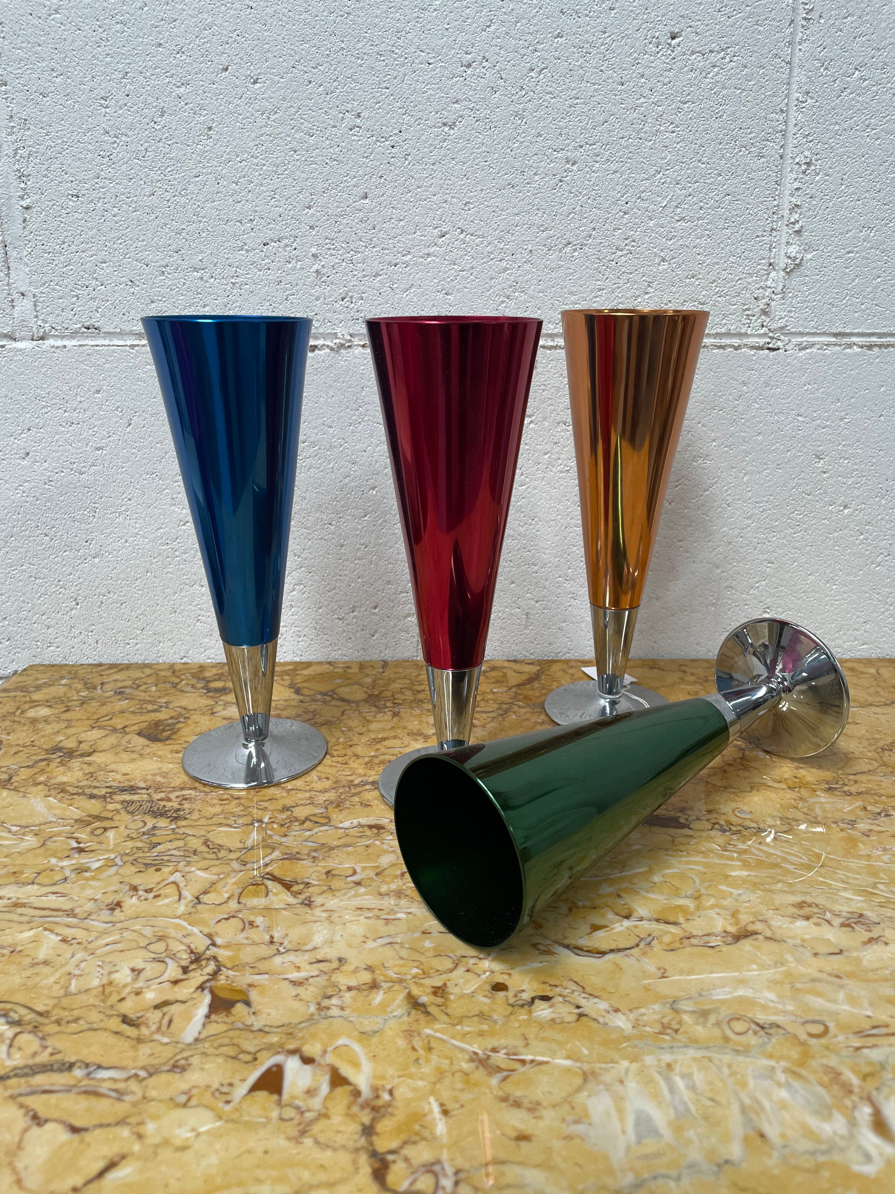 Boxed Set Of Four Anodized Retro Champagne Glasses | Antique & Vintage | Moonee Ponds Antiques | Australia Wide Delivery