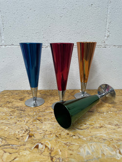 Boxed Set Of Four Anodized Retro Champagne Glasses | Antique & Vintage | Moonee Ponds Antiques | Australia Wide Delivery