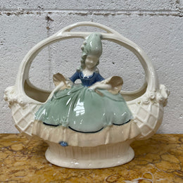 Antique Figurine Vase Basket