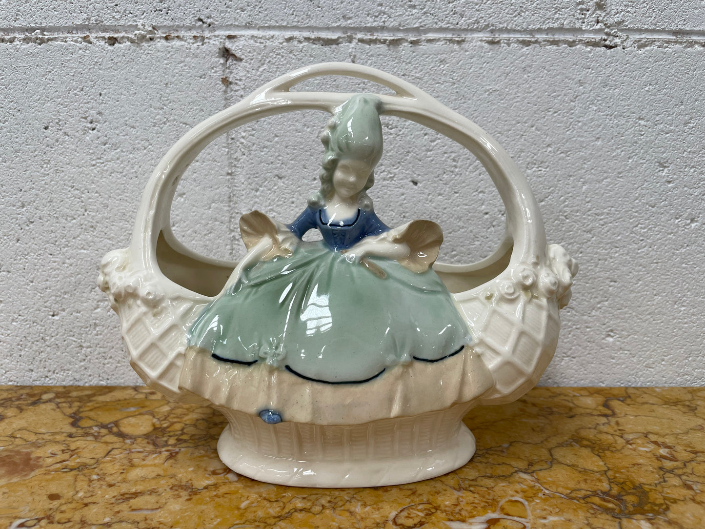 Antique Figurine Vase Basket