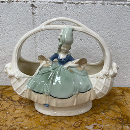 Antique Figurine Vase Basket