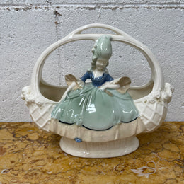 Antique Figurine Vase Basket