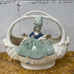 Antique Figurine Vase Basket