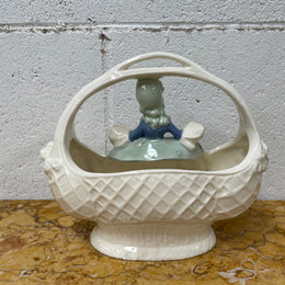 Antique Figurine Vase Basket