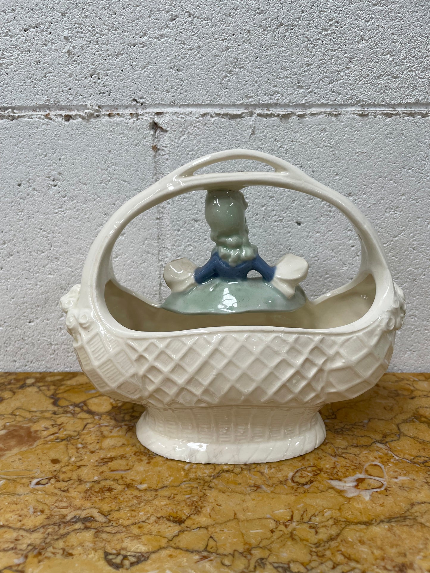 Antique Figurine Vase Basket