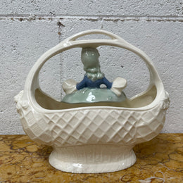 Antique Figurine Vase Basket