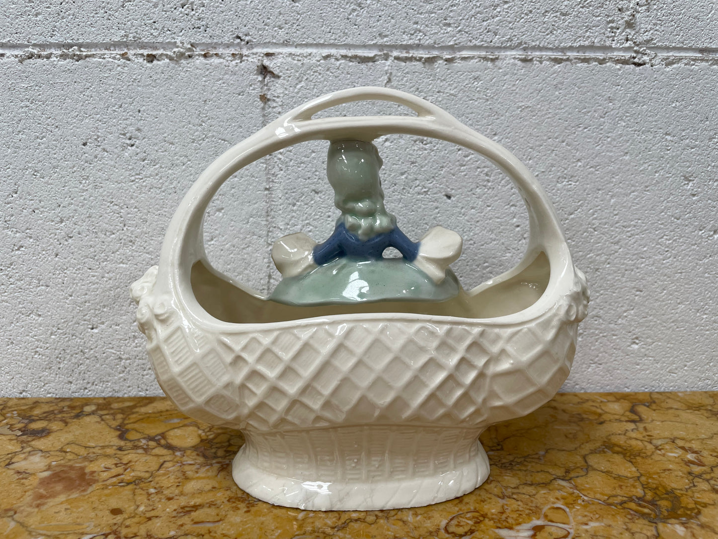 Antique Figurine Vase Basket