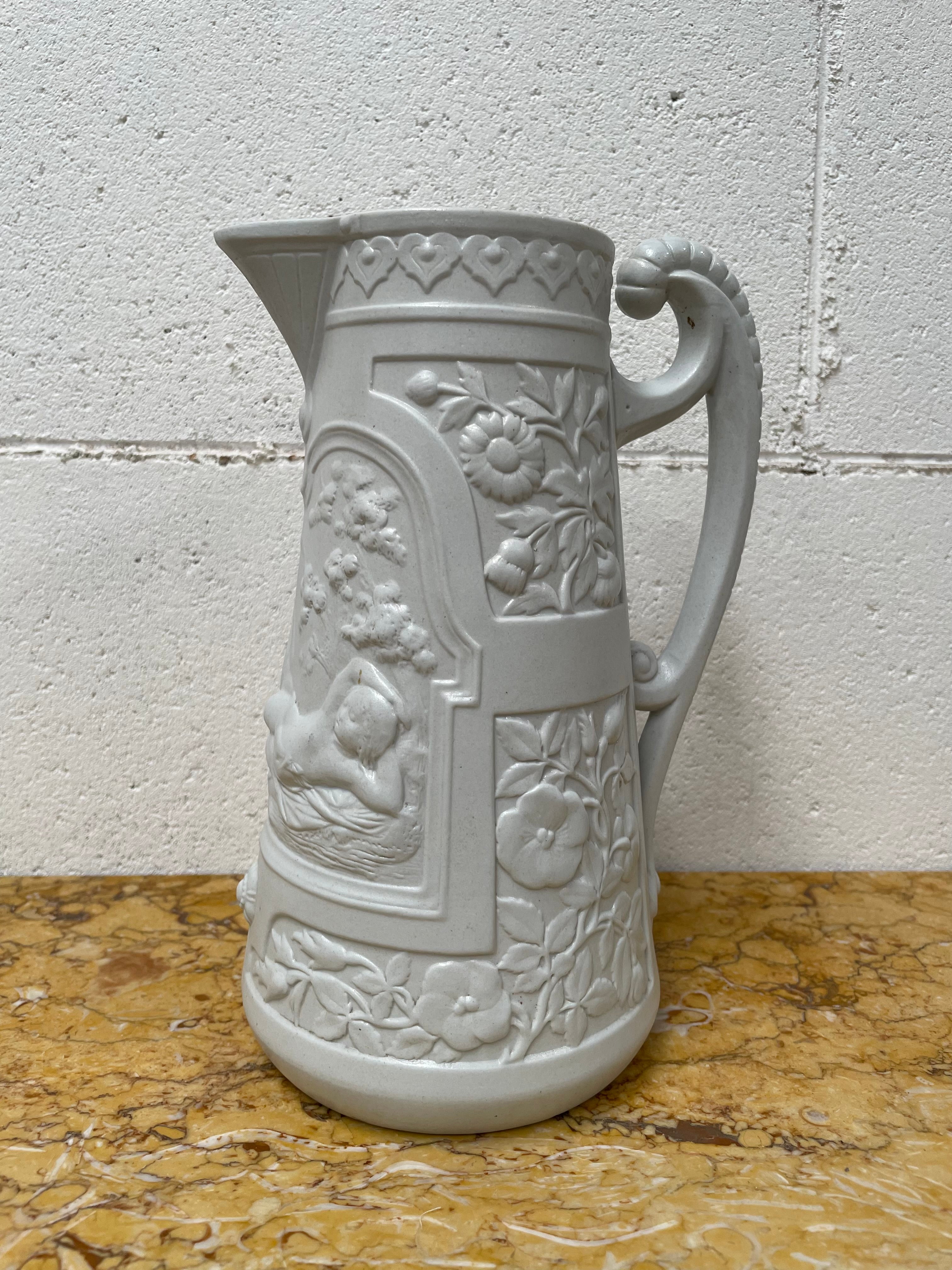 Large Moulded Stoneware Pitcher | Antique & Vintage | Moonee Ponds Antiques | Australia Wide Delivery