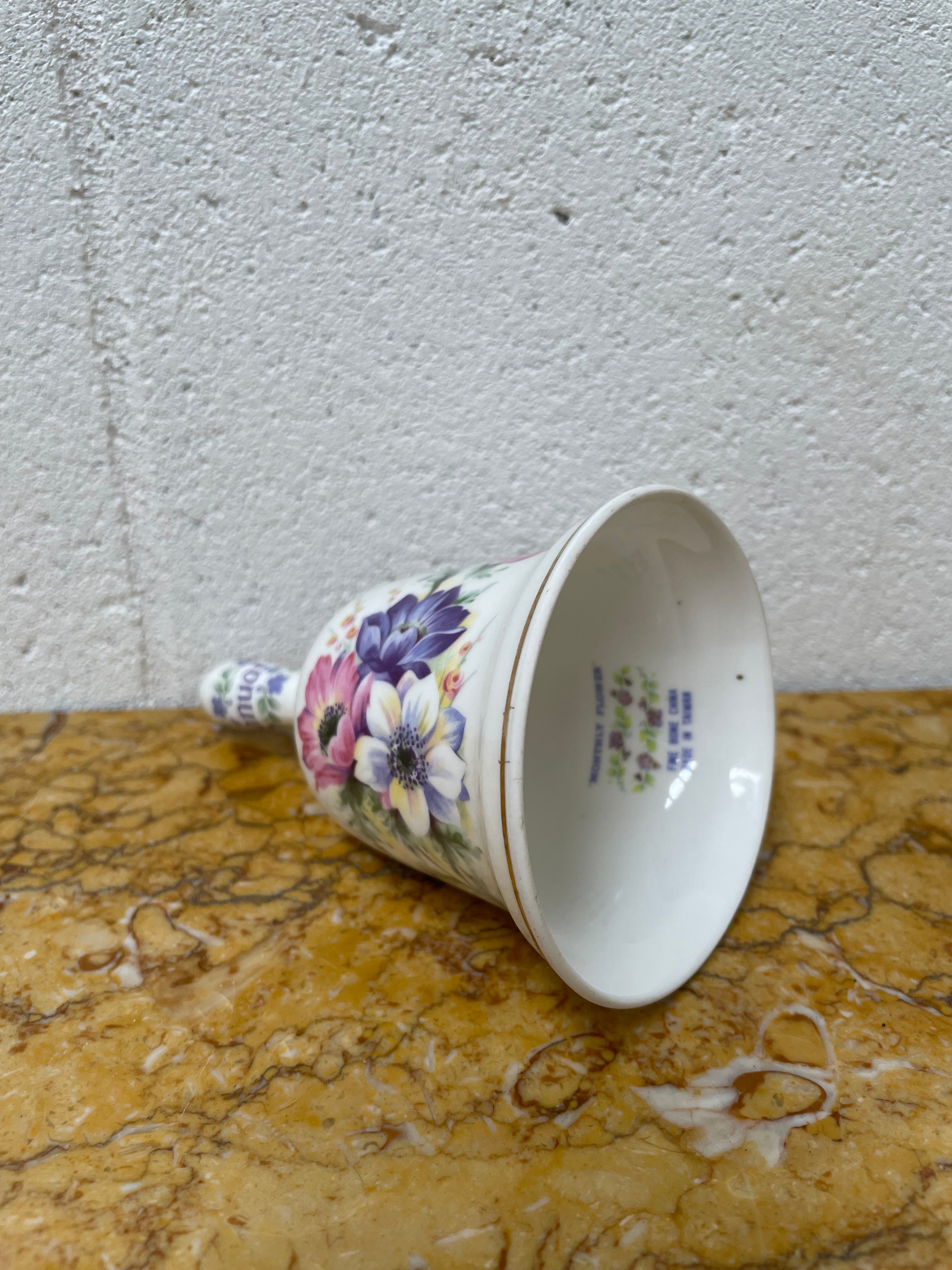"Monthly Flower" Fine Bone China January Bell | Antique & Vintage | Moonee Ponds Antiques | Australia Wide Delivery