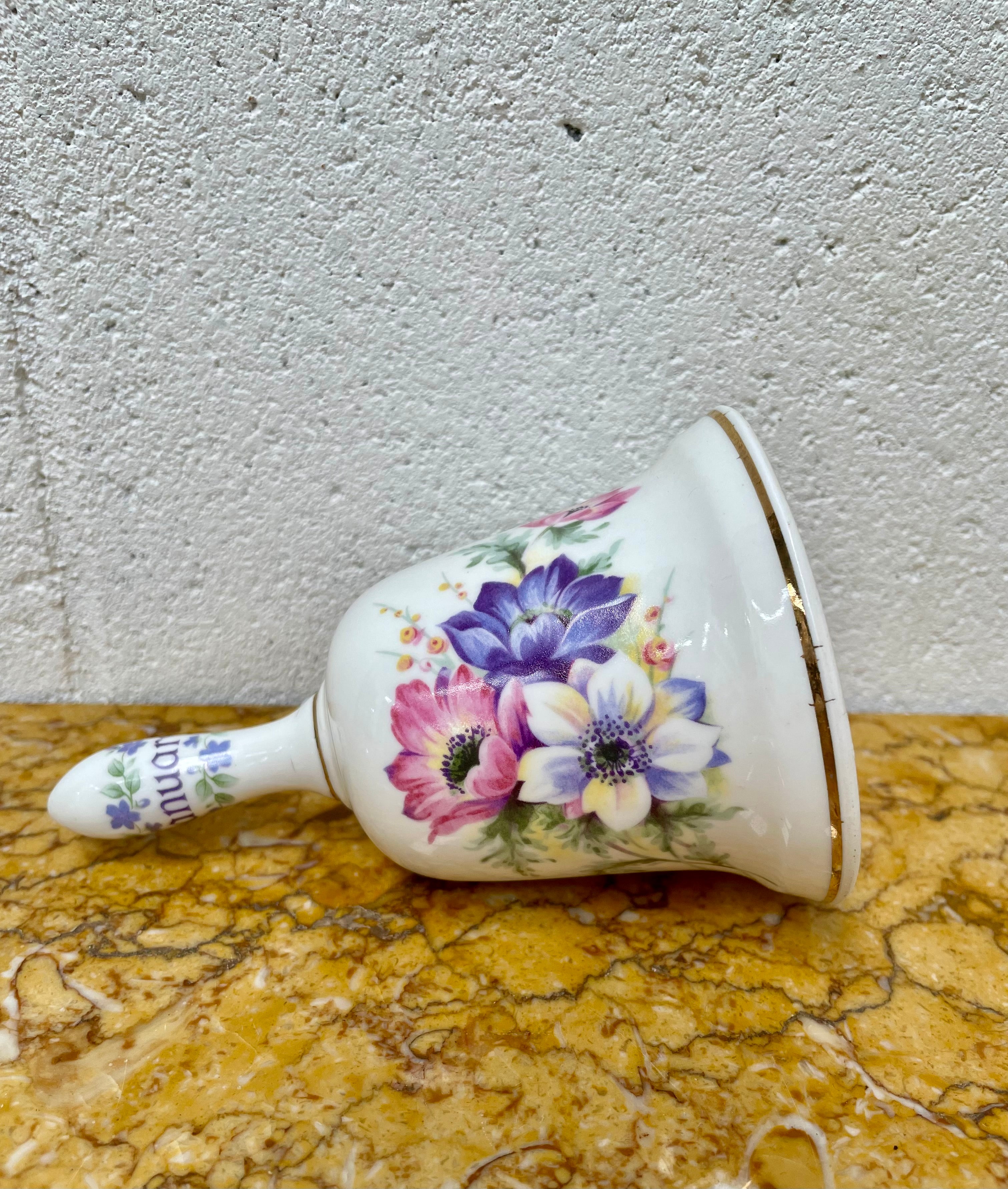 "Monthly Flower" Fine Bone China January Bell | Antique & Vintage | Moonee Ponds Antiques | Australia Wide Delivery