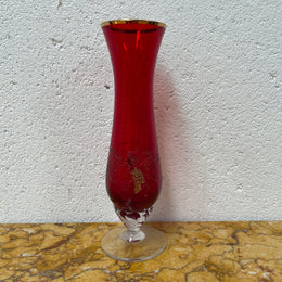 Miniature Bohemian Ruby & Gilt Vase