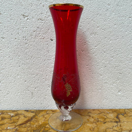 Miniature Bohemian Ruby & Gilt Vase