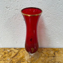 Miniature Bohemian Ruby & Gilt Vase