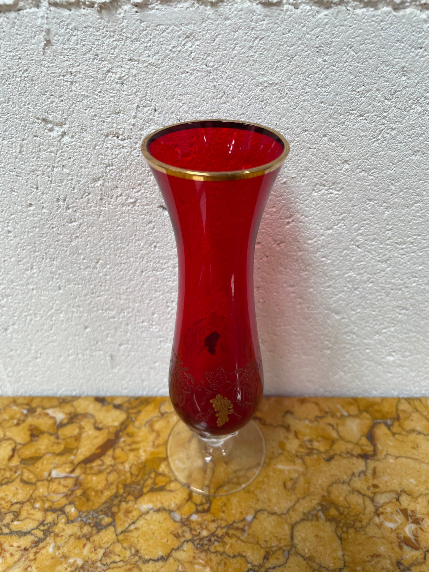 Miniature Bohemian Ruby & Gilt Vase