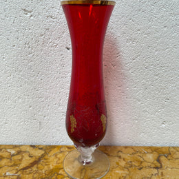 Miniature Bohemian Ruby & Gilt Vase