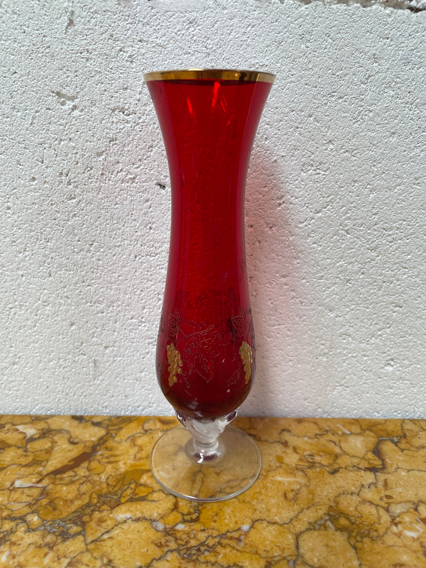 Miniature Bohemian Ruby & Gilt Vase