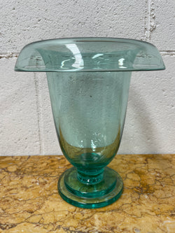 Unusual Rolled Edge Deco Green Vase | Antique & Vintage | Moonee Ponds Antiques | Australia Wide Delivery