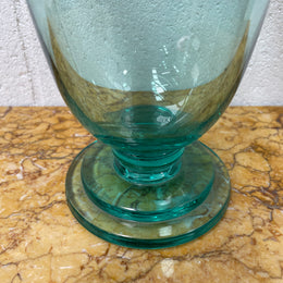 Unusual Rolled Edge Deco Green Vase