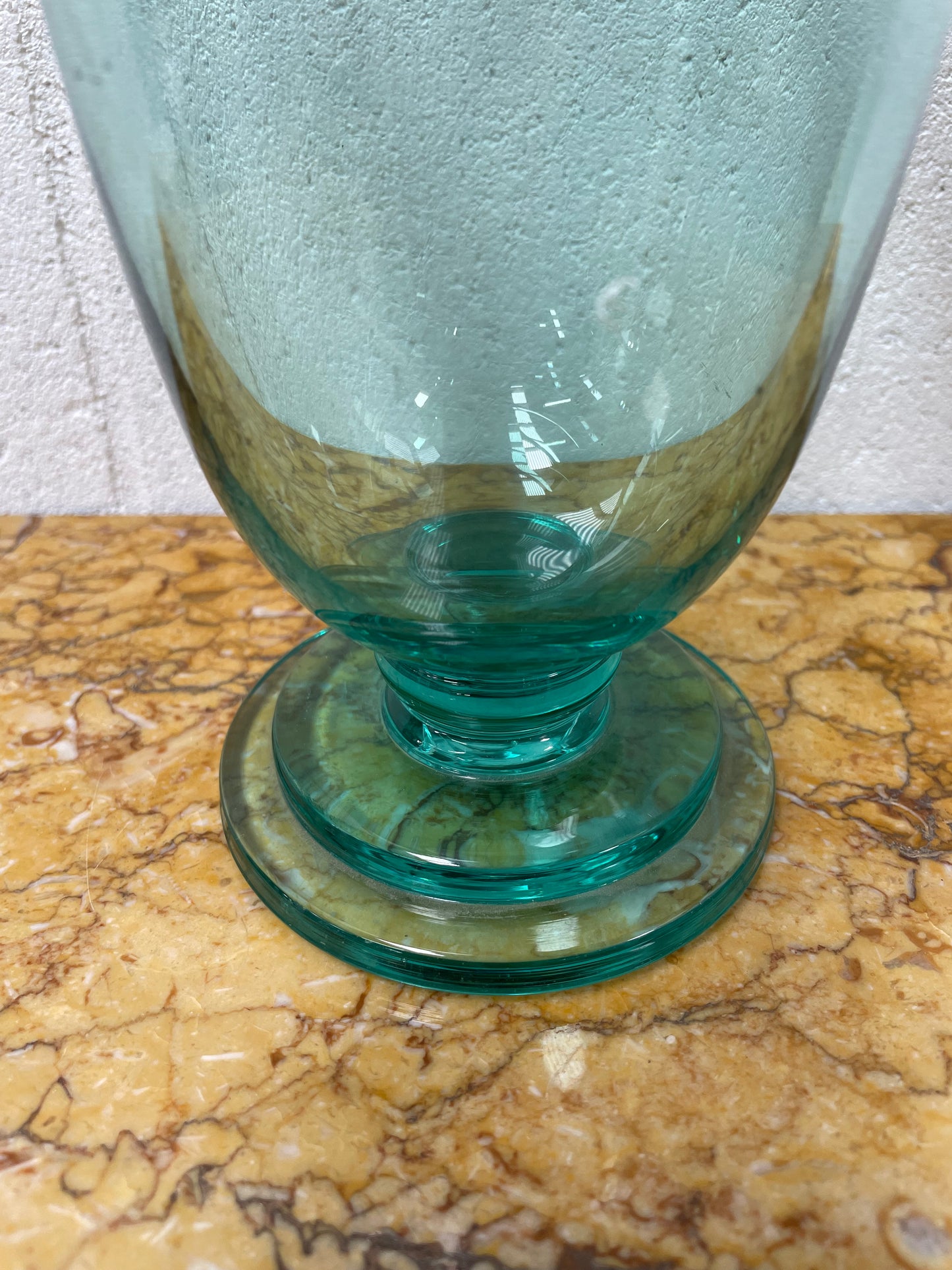 Unusual Rolled Edge Deco Green Vase