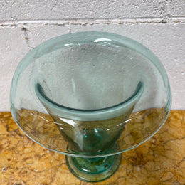 Unusual Rolled Edge Deco Green Vase