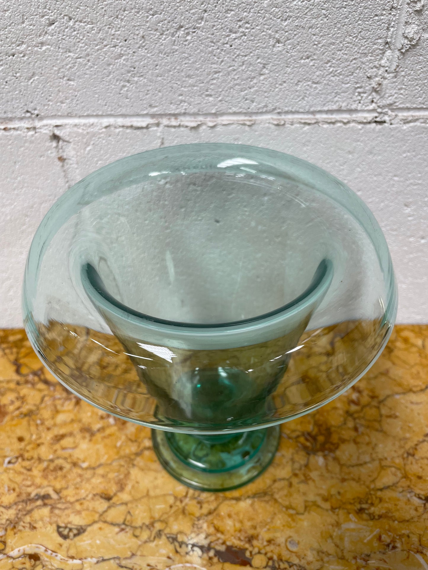 Unusual Rolled Edge Deco Green Vase