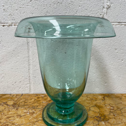 Unusual Rolled Edge Deco Green Vase