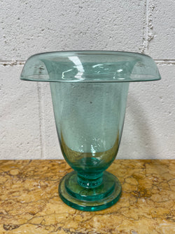 Unusual Rolled Edge Deco Green Vase | Antique & Vintage | Moonee Ponds Antiques | Australia Wide Delivery