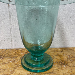 Unusual Rolled Edge Deco Green Vase