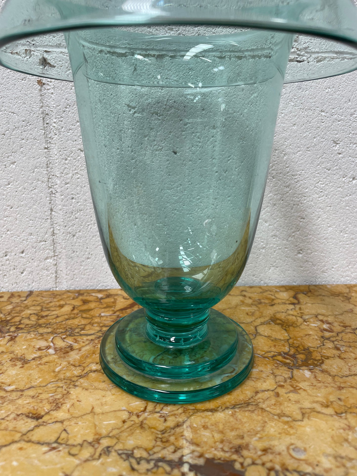 Unusual Rolled Edge Deco Green Vase