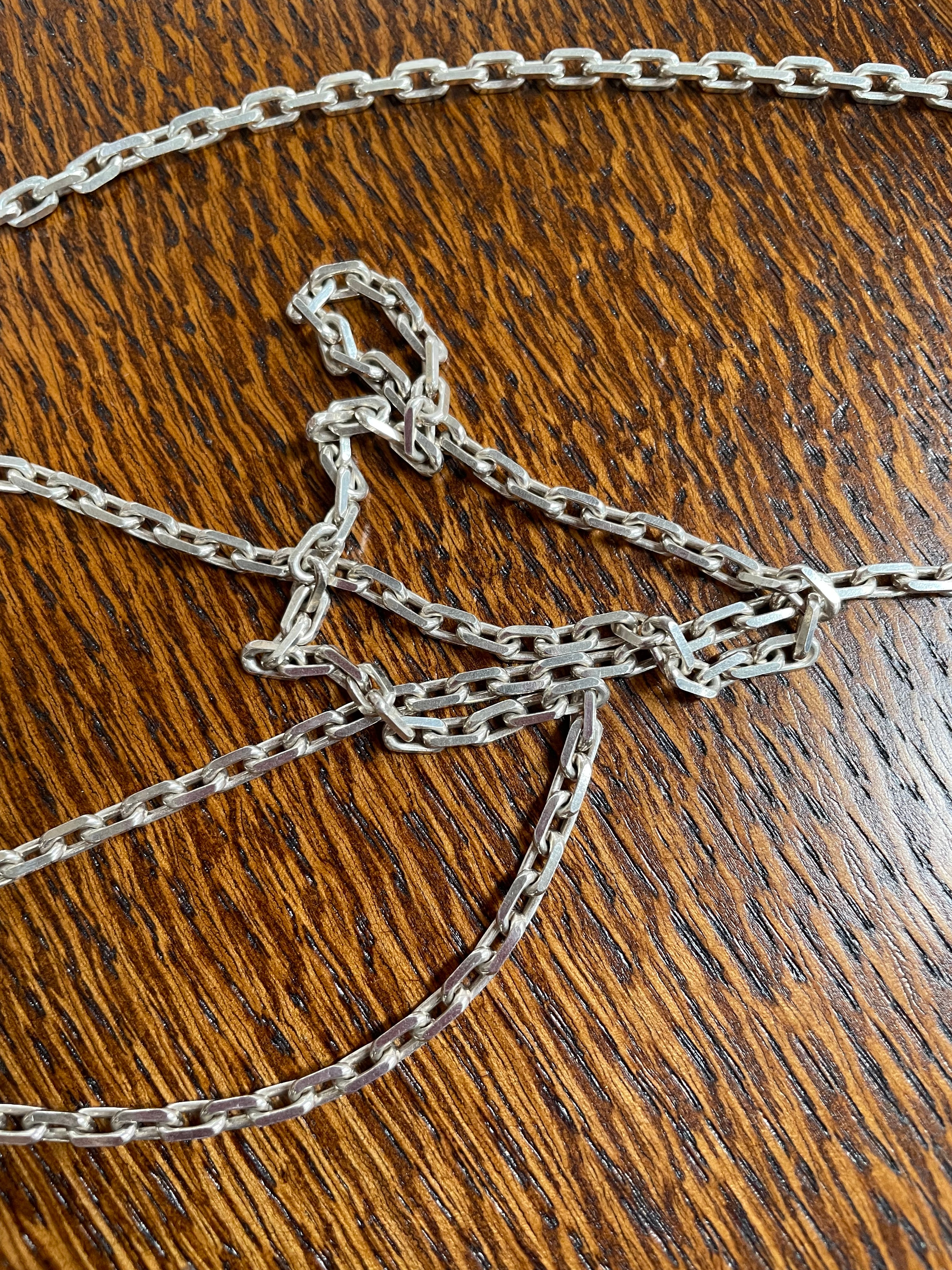 Lovely Long Silver Link Chain 90 cm | Antique & Vintage | Moonee Ponds Antiques | Australia Wide Delivery