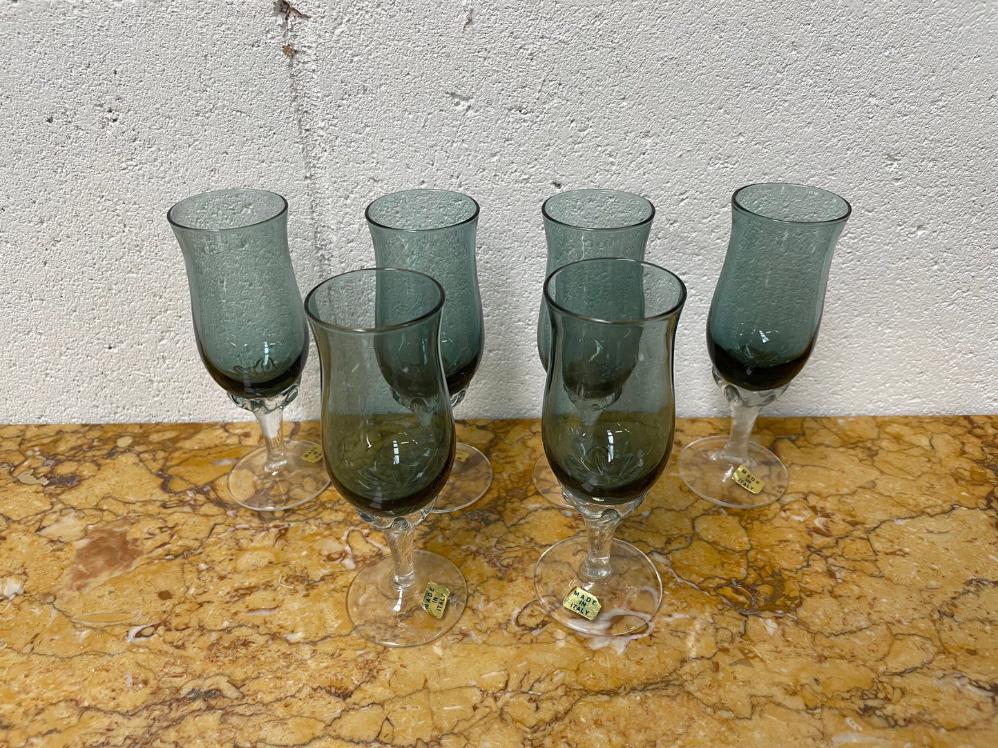 Set of Six Italian Coloured Glasses in Orig Box