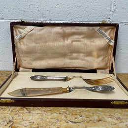 Silver & Silver Gilt Fish Service In Orig Box