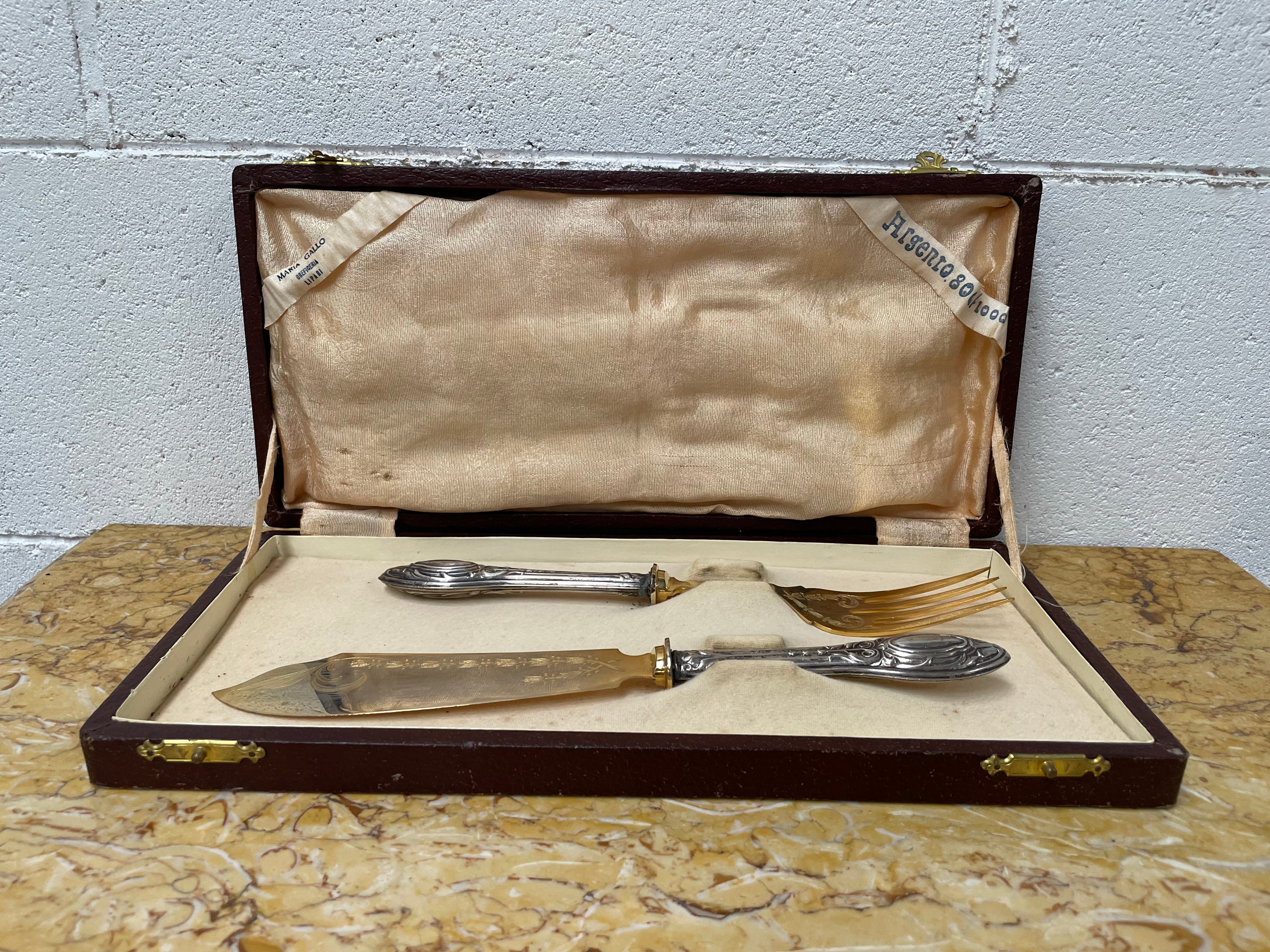 Silver & Silver Gilt Fish Service In Orig Box | Antique & Vintage | Moonee Ponds Antiques | Australia Wide Delivery