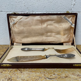 Silver & Silver Gilt Fish Service In Orig Box