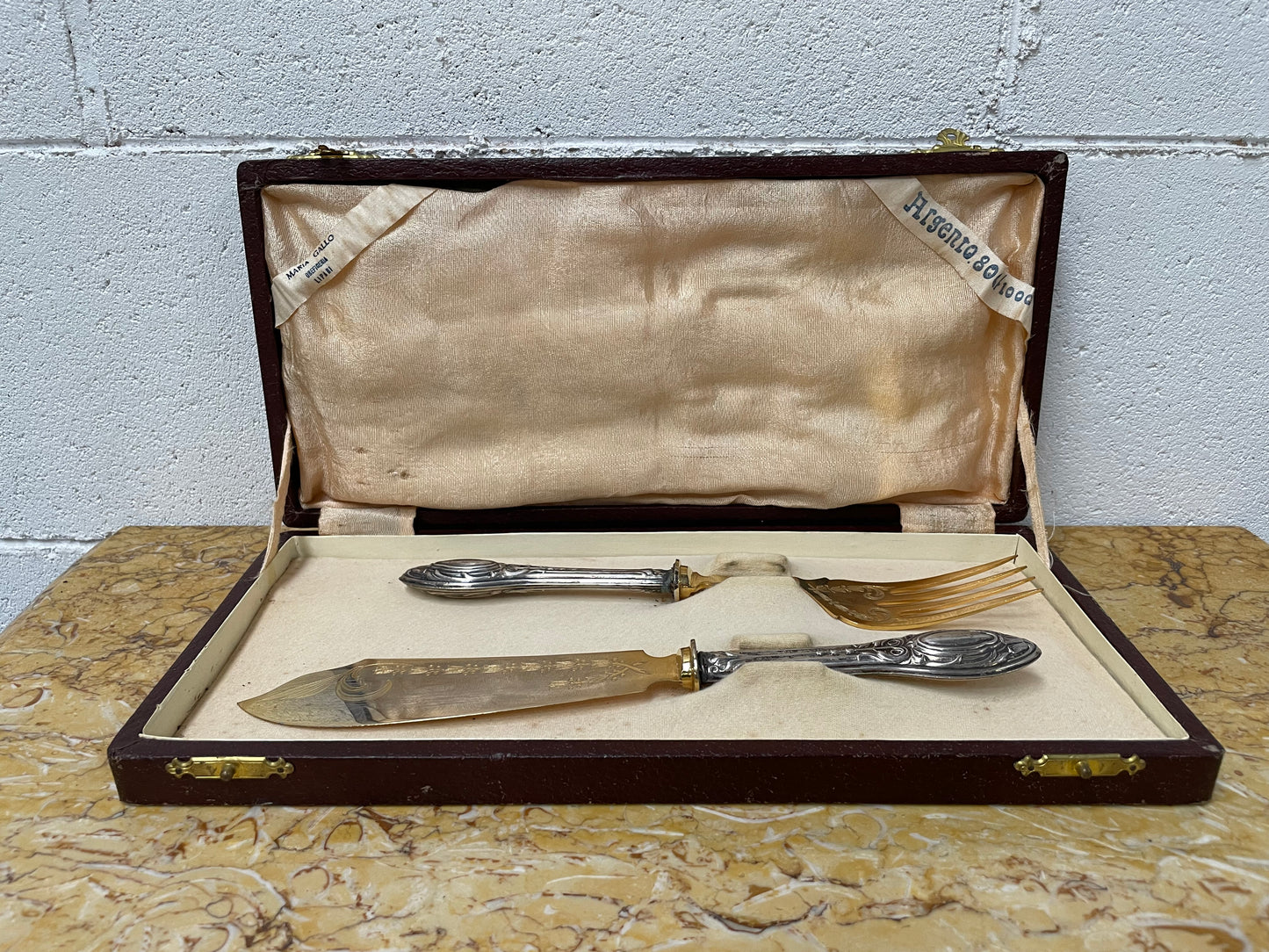 Silver & Silver Gilt Fish Service In Orig Box