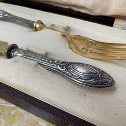 Silver & Silver Gilt Fish Service In Orig Box