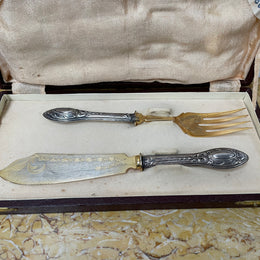 Silver & Silver Gilt Fish Service In Orig Box