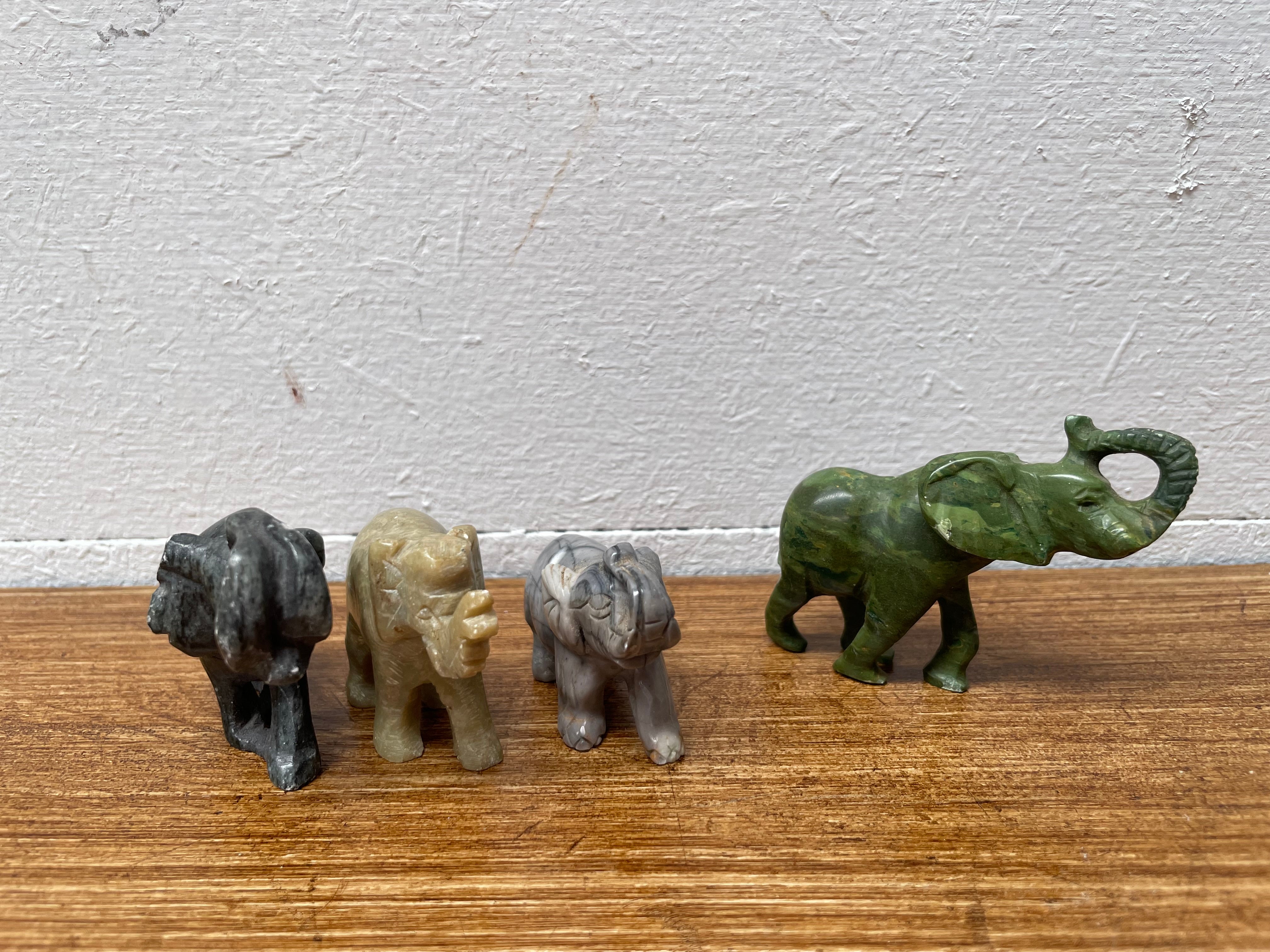 Assorted Vintage Carved Stone Elephants