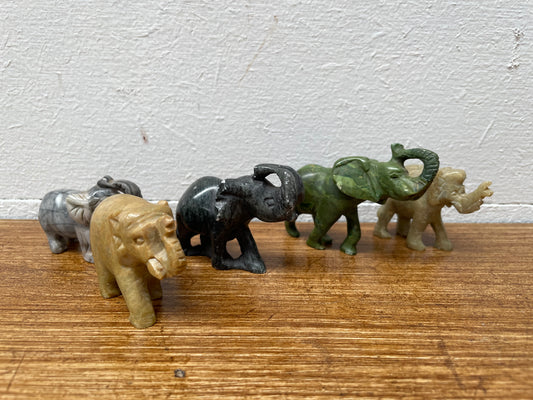 Assorted Vintage Carved Stone Elephants