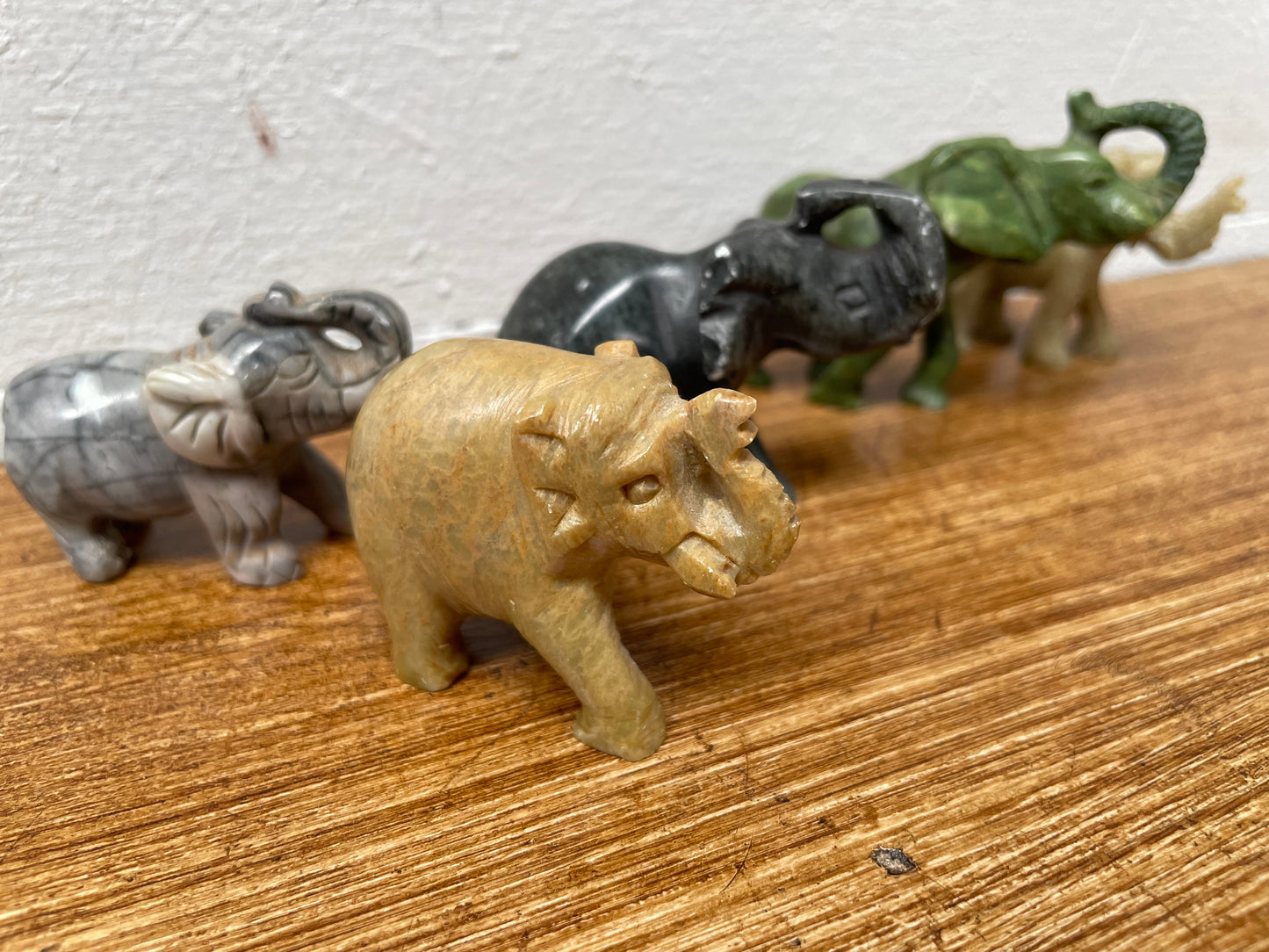 Assorted Vintage Carved Stone Elephants