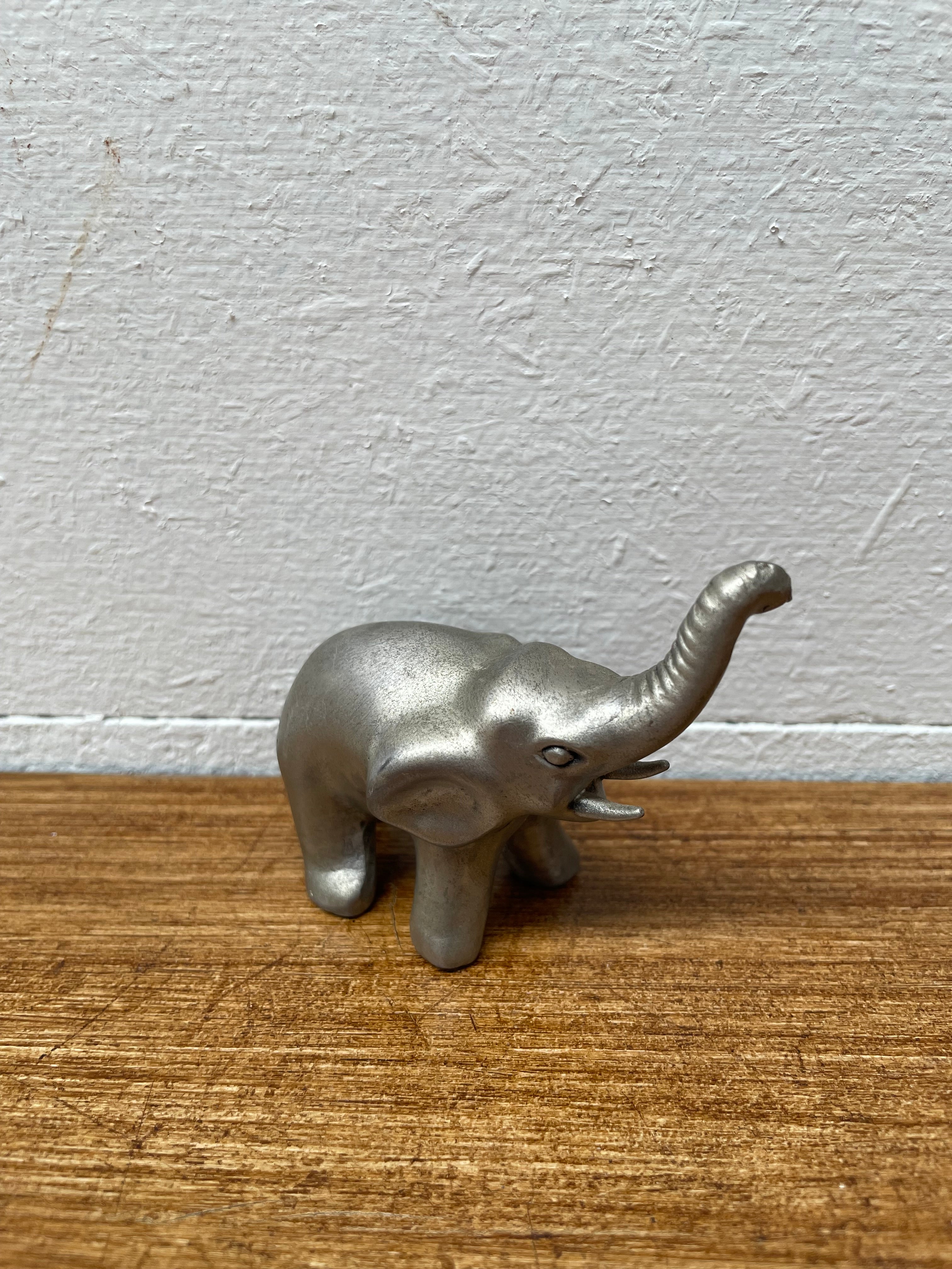 Vintage Pewter Elephant Statue