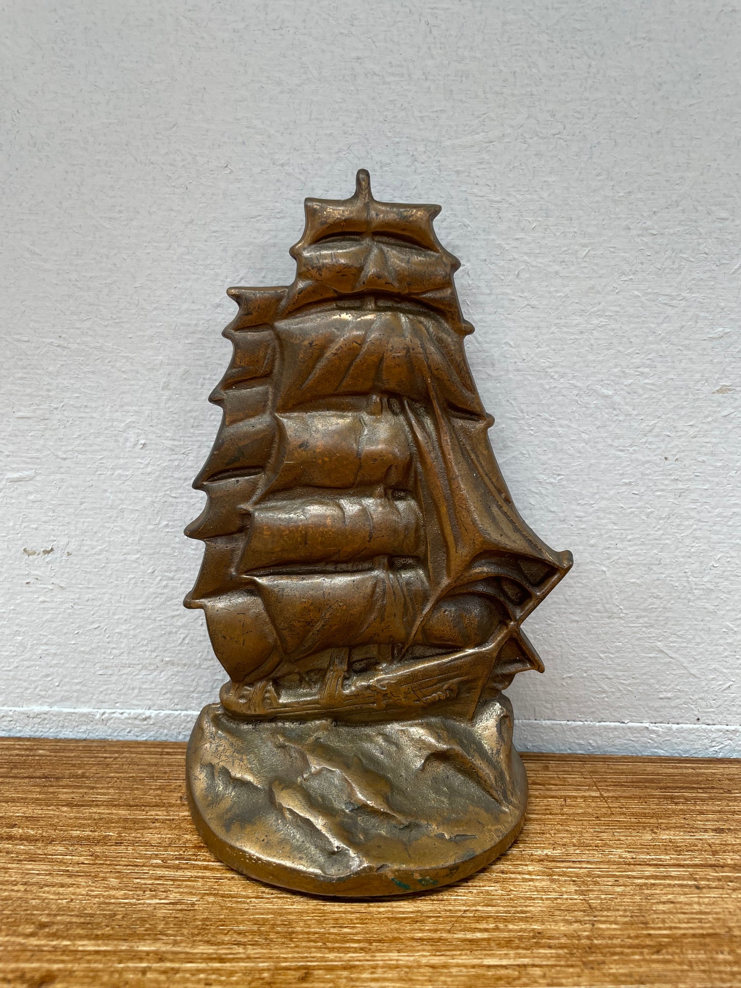 Antique Bronze Ship Bookend/Statue