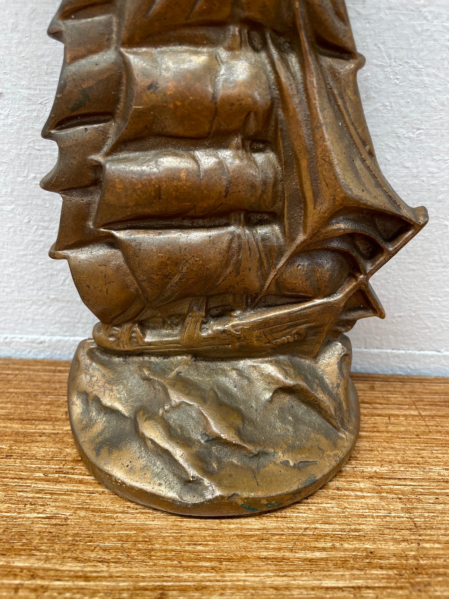 Antique Bronze Ship Bookend/Statue