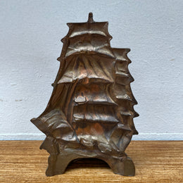 Antique Bronze Ship Bookend/Statue